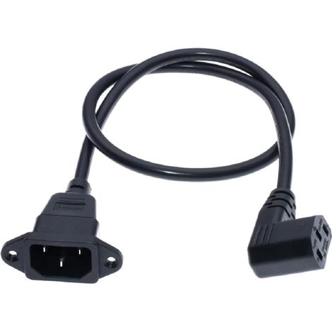 90-Degree Left Angled C13 to C14 with Mounting Holes Extension Cord, 2ft/0.6m IEC320 C14 W/Mounting Hole To C13 Left Angled AC Power Cord(C14 W/Screw Hole To Left C13) (1/5)