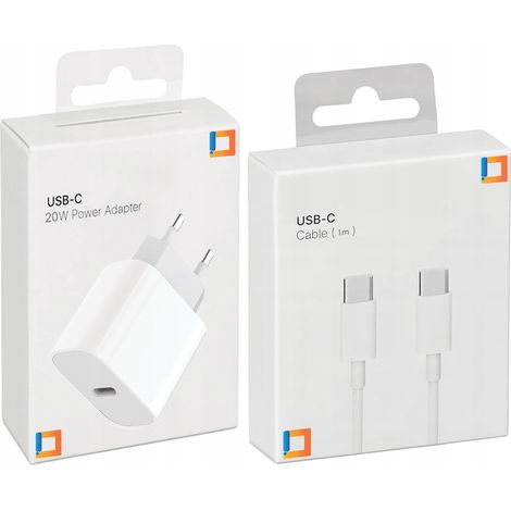 Chargeur rapide USB-C 20 W + câble USB Type-C pour iPhone 15/16 Pro (1 m) (1/5)