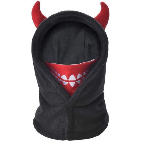 Kinder Sturmhaube Fleece warm winddicht für 4-12 Jahre Jungen Mädchen Monster Schwarz