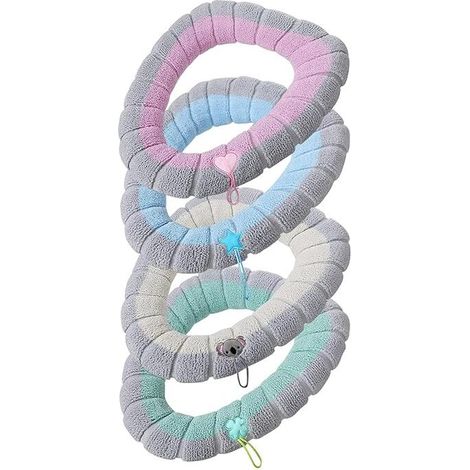 Juego de 4 fundas suaves y elásticas para asiento de inodoro con asa, funda cómoda para asiento de inodoro, juego de accesorios de baño, beige, rosa, verde, azul (1/5)