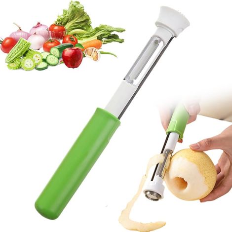 Éplucheur de pommes et vide-fruits 2 en 1, outil en acier inoxydable pour retirer le cœur des pommes, poires et poivrons (1/5)