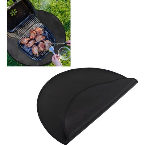Tapis ignifuge rond en fibre de carbone noire pour la maison, idéal pour cheminée, brasero, couverture coupe-feu, isolation thermique, retardateur de flamme, résistant aux hautes températures, 60 cm d (1/5)