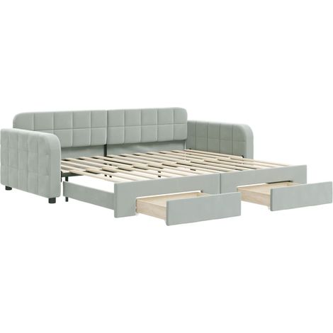 Maison Exclusive - Divano Letto Estraibile Cassetti Grigio Chiaro 90x200cm Velluto