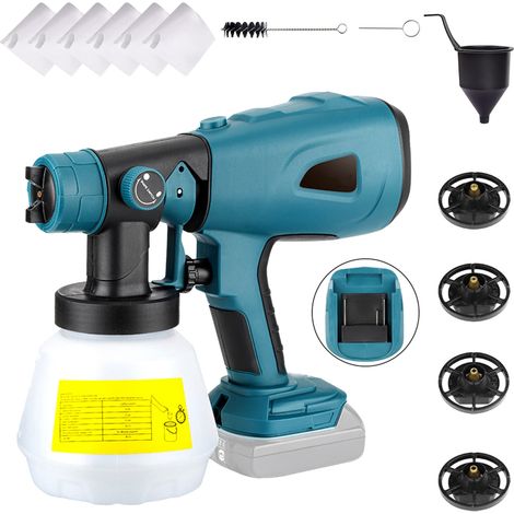 Pulvérisateur de peinture sans fil remplacement pour batterie Makita 20V Max, électrique portatif avec réservoir 1000ML intérieur et extérieur maison/meubles/armoires/murs/clôture/plafond (batterie no (1/5)