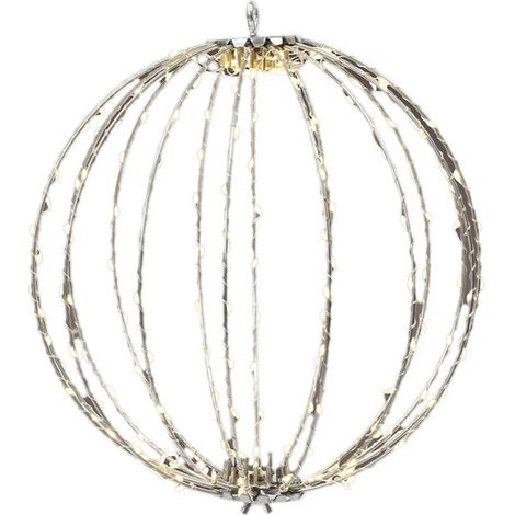Sfera luminosa con filo argento e microled giallo per esterno decorazione natalizia -58 cm (1/2)