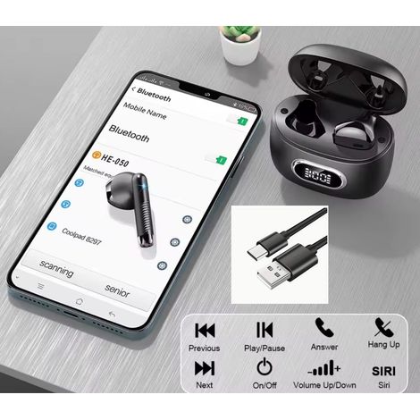 Cuffie Bluetooth 5.3 display ricarica custodia auricolari as-04550 (1/5)