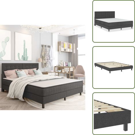 Sommier à lattes de lit Gris foncé Tissu 160x200 cm - Sommier Tapissier - Lit Double - Matelas À Ressorts - Literie - Meuble Chambre