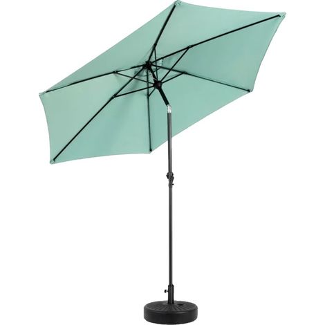 Sombrilla de exterior, tejido resistente a los rayos UV, estructura robusta, color verde claro. (1/2)