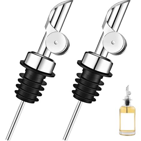 2 Pièces Bec verseur, Acier inoxydable 304, Fermeture automatique, Caoutchouc alimentaire, Pour huile vinaigre sirop
