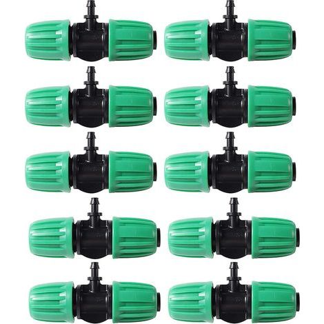 10 PièCes Té Barbelé 1/2 Pouce Tube (1/2 Pouce ID) 16 Mm à 1/4 Pouce Tube D'Irrigation Raccord Anti-Chute (Convient à 13 Mm ID/4 Mm ID) (1/4)
