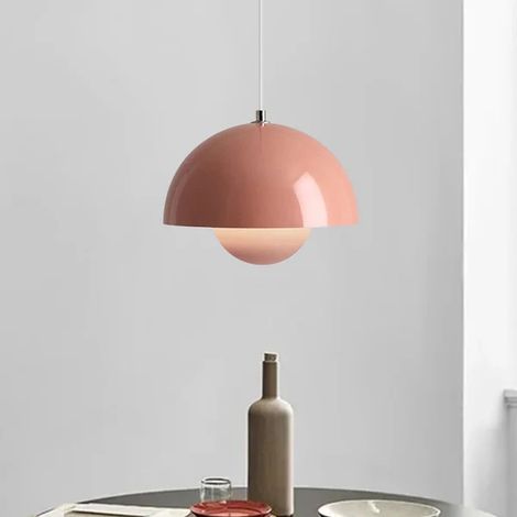 Lustre industriel, ampoule réglable, style grange, pour îlot de cuisine, salon et chambre, avec ampoule,lumière blanche 6500 K, rose (1/5)