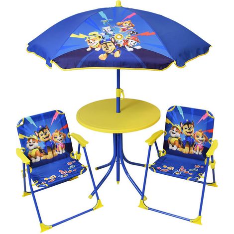 Set de jardin enfant - La Pat'Patrouille - table parasol et 2 chaises pliantes