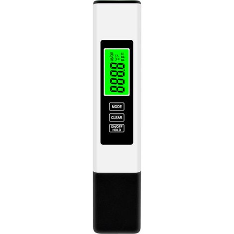 3-in-1 Wasserqualitätstester: Wasserqualitätsanalysator (TDS/EC/Temperatur), Datenhaltefunktion, hintergrundbeleuchtetes Display, weiß. (1/5)