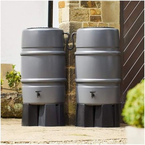 Harcostar 227L Grey Water Butt Double Kit Outdoor Set (1/5)