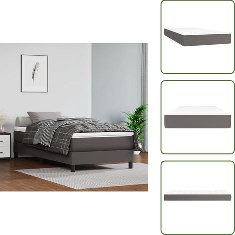 Matelas de lit à ressorts ensachés Gris 100x200x20cm Similicuir - Matelas À Ressorts Ensachés - Matelas Confortable - Matelas Gris - Matelas Double - Literie (1/5)
