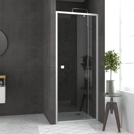 Porta Doccia pivotante bianca da 78 a 90x185 cm + Piatto doccia 80x80 - WHITY PIVOT
