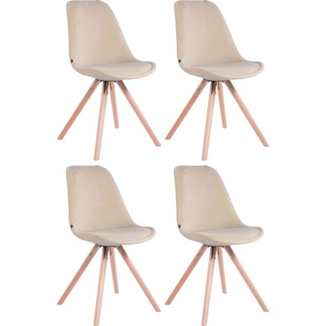 4er Set Stühle Toulouse Samt Rund creme natura (1/4)