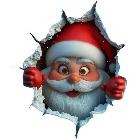 Stickers muraux 3D Père Noël, cadeaux de Noël offerts par le Père Noël (1/5)