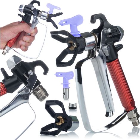 Rosfix Set UltraSpray RedJet RJ1 – Farbspritzpistole mit Düse 517 & Filter  3000 psi, 1/4" Anschluss, 7/8" Kopfgewinde  Für Acryl, Latex, Emulsion  Lackierzubehör