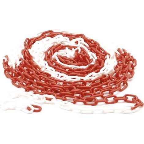 JSSEVN - 10m Red and White Barrier Chain – Lightweight Plastic for Indoor and Outdoor Marking – Optimal Visibility – Quick Installation (1/4)