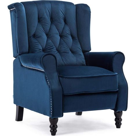 ALTHORPE VELVET RECLINER CHAIR - MIDNIGHT BLUE