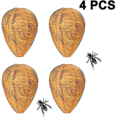 Confezione da 4 finti nidi di vespe impermeabili, sospesi, dissuasori per calabroni, finto alveare