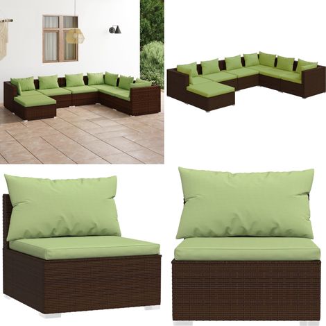 7-tlg. Garten-Lounge-Set mit Kissen Poly Rattan Braun - Garten Lounge Set - Outdoor Möbel - Rattan Gartenmöbel - Loungesessel - Gartenstuhl - Home & Living (1/5)