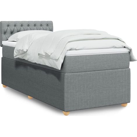 vidaXL Giroletto a Molle con Materasso Grigio Chiaro 90x200 cm Tessuto (1/5)