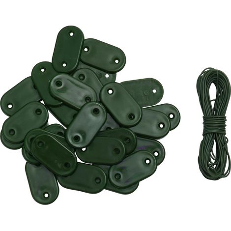 Kit de 30 fixations - Polyéthylène vert - Pour brise-vue et canisse - Résistant corrosion - Jardin et terrasse - Avec 4m de fil (1/4)