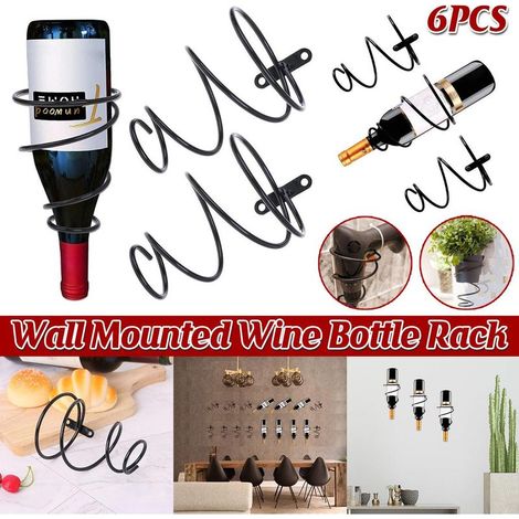 Porte-bouteilles en métal (6 pièces), support mural pour bouteilles de vin, présentoir pour la maison (1/5)