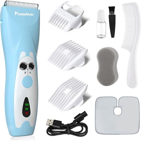Baby Hair Clippers, Low Noise Trimmer for Kids, Waterproof, Rechargeable and Cordless for Infants, Toddlers and Kids (Blue) (1/5)
