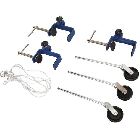 Instrument pédagogique expérimental de physique et de mécanique de type J21027 destiné aux collèges et lycées, comprenant une tige de support, une poulie fixe et une pince de bord de table. (1/5)