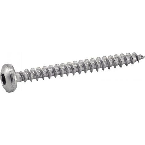 100 Vis pour Bois Aggloméré Tête Cylindrique Six Lobes 5 x 40 mm - Inox A4 - D-Work