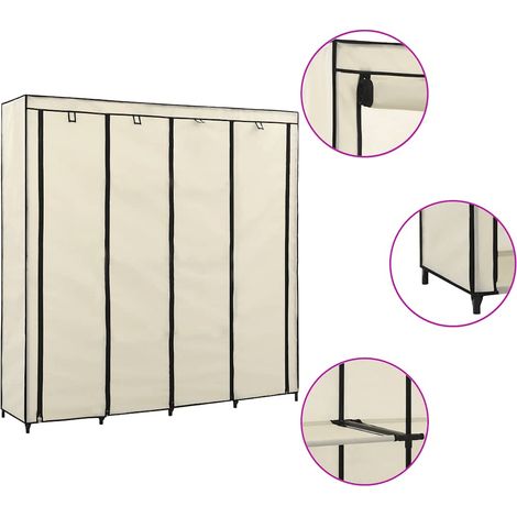 Kleiderschrank mit 4 Fächern Creme 175 x 45 x 170 cm