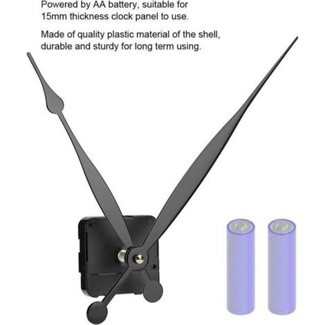 Mouvement D'Horloge - Quartz Heures Minutes - Pour Cadran Jusqu'à 500 mm - Alimenté Pile AA - Kit DIY Horlogerie - 1 Pièce (1/4)