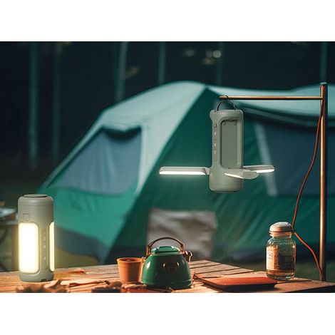LED Campinglampe mit Bluetooth Lautsprecher und Akku zum Aufladen per USB