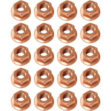 écrous d'échappement M8 hexagonaux, goujons M8, écrous de collection, vis d'échappement à vis en cuivre, goujons filetés pour collecteur d'échappement, écrous de tête, écrous en cuivre (1/5)