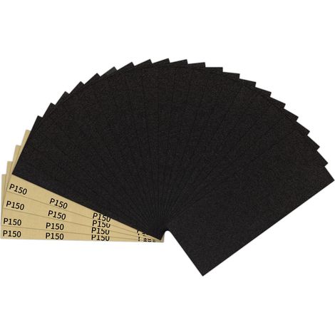 25 pièces Papier de Verre, 150 Grain Papier Abrasif 9x3,6 pouces Papier Poncage Sec Humide Double Usage pour Bois, Carrosserie, Pierre, Peinture, Métal (1/5)