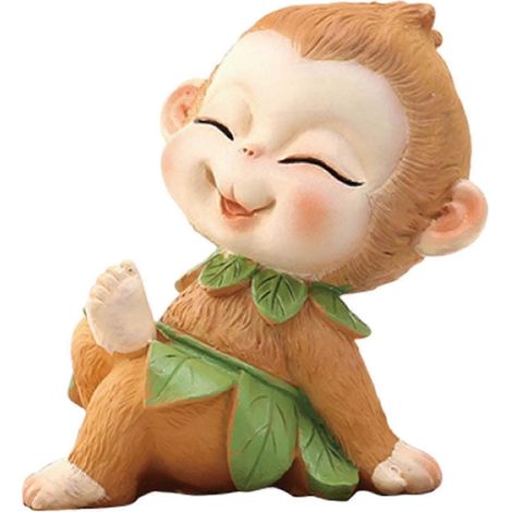 Statue de singe, sculpture animale miniature en résine, idéale pour un bureau, un jardin, un couloir ou une terrasse d'hôtel ou de jardin.-Raising Leg (1/5)