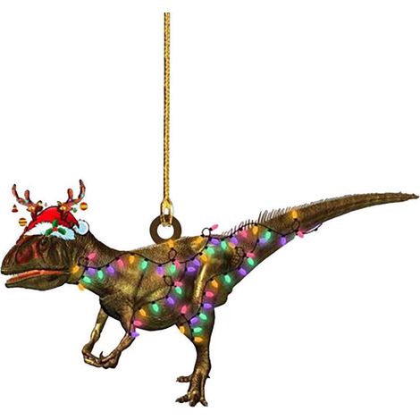 Ornement De Noël - Dinosaure Dessin Animé En Acrylique - Pour Arbre De Noël Miroir Rétroviseur Voiture - Lot De 1 (1/5)