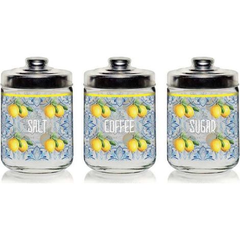 Set 3 Barattoli da Cucina in Vetro Sunny Lemon 800 ml Cerve