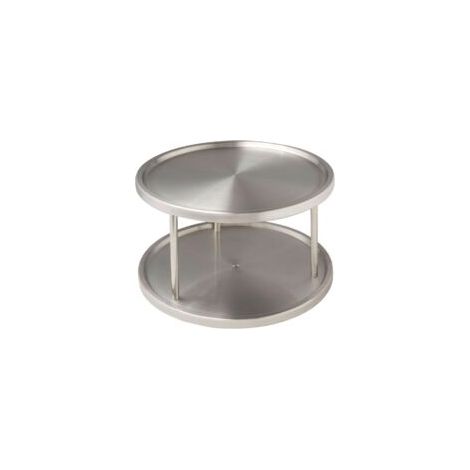 Plateau tournant, 2 tablettes de rangement rotatives, Aménagement intérieur des placards, Acier inoxydable brossé, 26.5x16x26.5 cm (1/5)