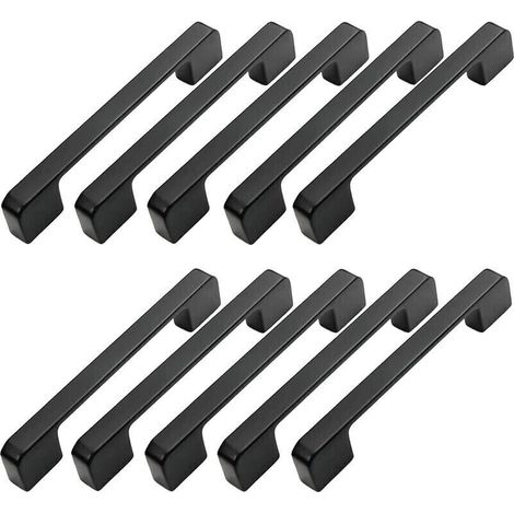Set mit 10 Aluminium-Möbelgriffen, 96 mm Lochabstand, schwarz. Für moderne Schränke und Schubladen mit 96 mm Lochabstand.