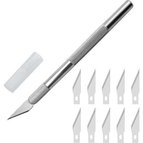 Ensemble Scalpel, Precision Cutter Scalpel avec 10 lames, Couteau pour Loisirs Créatifs, Cutter de précisioncouteau artisanal pour l'artisanat Découpe de Travail d'art Bricolage Sculpt (1/5)