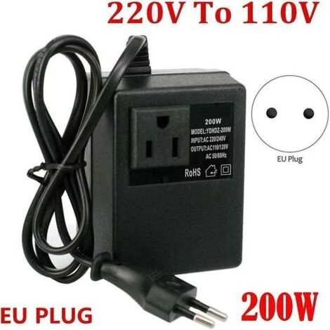 Dciustfhe Spannung: 200 W - Transformator: 220 V auf 110 V - Europäischer Stecker. (1/5)