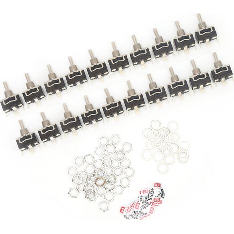 Lot de 20 interrupteurs à bascule BERM avec voyant LED, 3 positions (Marche/Arrêt/Marche), 3 broches, 15 A, 250 V CA. (1/5)