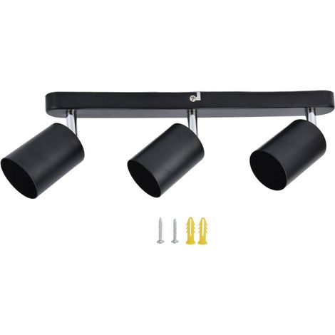 Jeffergarden Support de lampe GU10, Type bande à 3 têtes, Base de plafonnier, support de lumière rotatif à 330 ° pour chambre à coucher et cuisine, 85 à 265V, noir-DOU