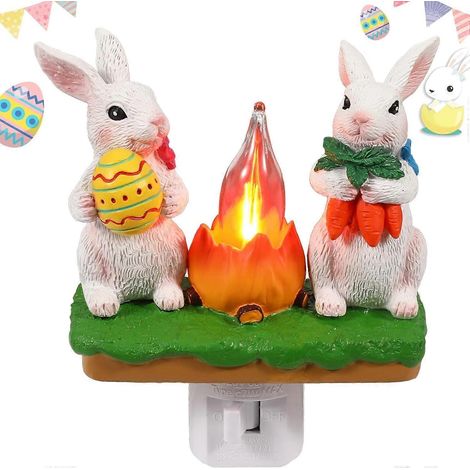 Osterhasen-Nachtlicht mit realistischem Flackern und 3D-Hasenmotiv für die Innendekoration