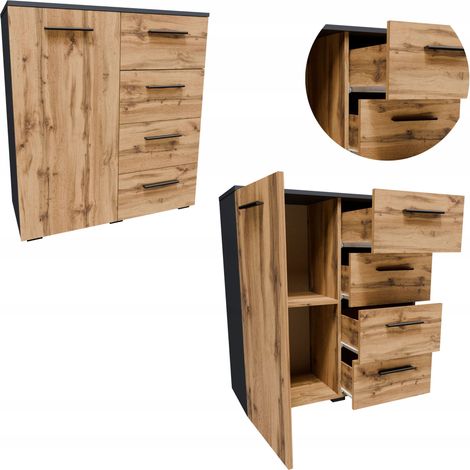 Cassettiera HELENA 80cm 1D4S ANTRACITE-WOTAN armadio mobile vestiti giocattoli