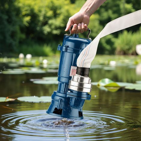 Wiltec Pompe électrique pour eaux sales – Submersible – 550 W / 16200 l/h – Refoulement max. 8 m – avec Tuyau 20 m – Pompe-cave pour Arrosage Irrigation Jardinage Évacuation Drainage
